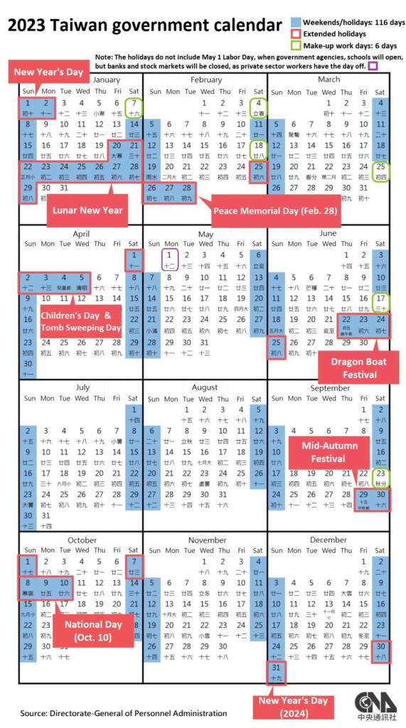National Public Holidays Calendar 2023 Living In Taiwan Forumosa