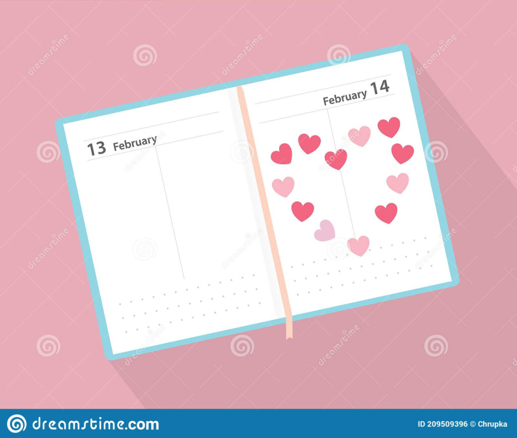 Open Calendar With 14 February Valentine s Day Date And Heart Stock 