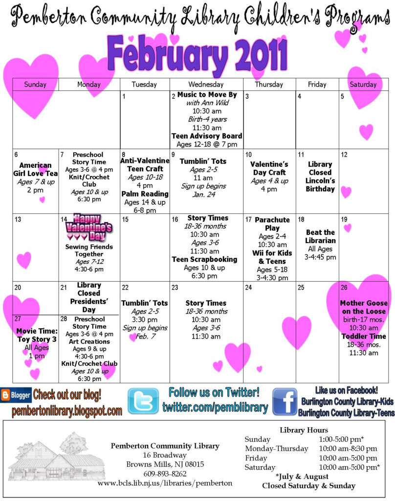 Pemberton Community Library s Blog February Events Calendar