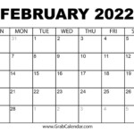 Printable February 2022 Calendar