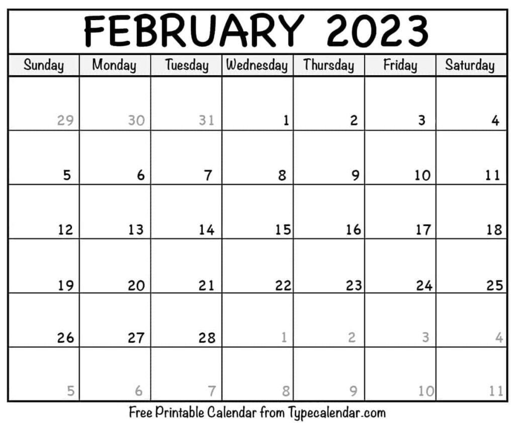 Printable February 2023 Calendar Templates With Holidays FREE 
