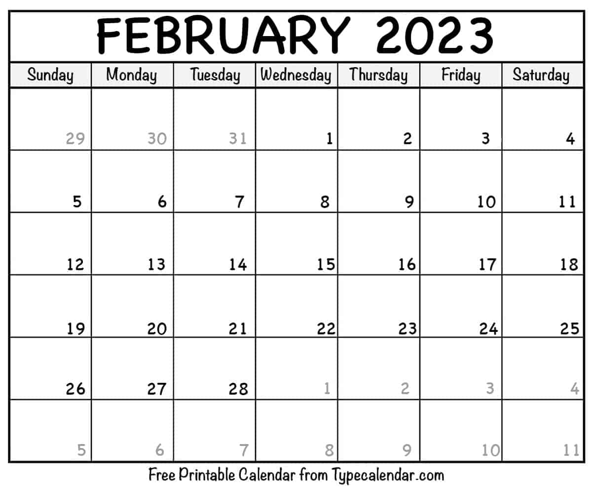Printable February 2023 Calendar Templates With Holidays FREE