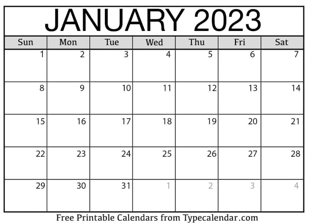 Printable January 2023 Calendar Templates With Holidays FREE 