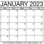 Printable January 2023 Calendar Templates With Holidays FREE