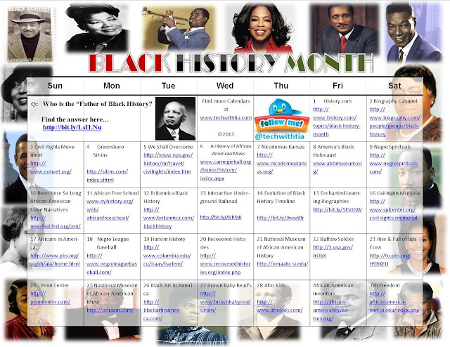 TECH WITH TIA February 2013Calendar Black History Month Calendar