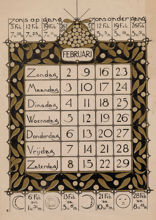 Theodoor Willem Nieuwenhuis 1866 1951 Dutch 1896 Calendar February 