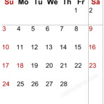Vertical Blank February 2019 Calendar Printable Calendar Printables