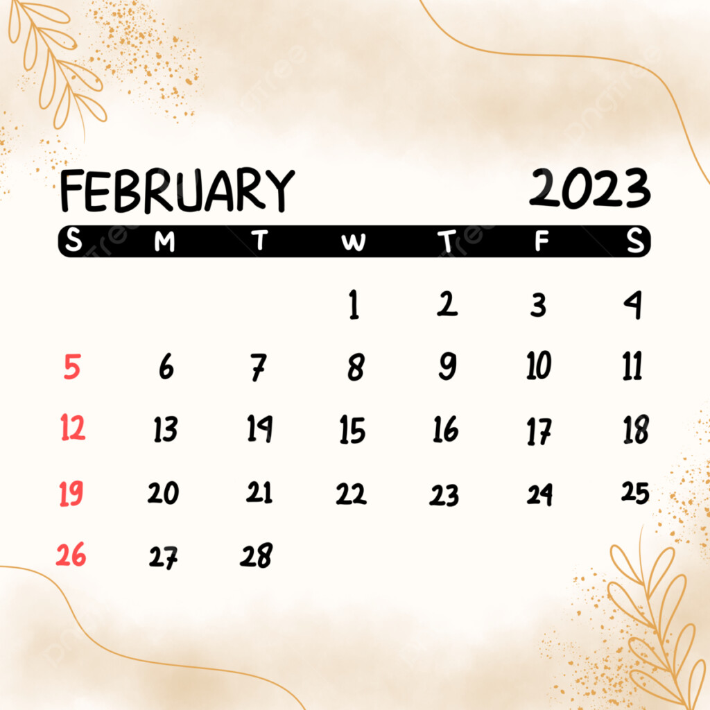 Watercolor Calendar Of February 2023 Background 2023 February 