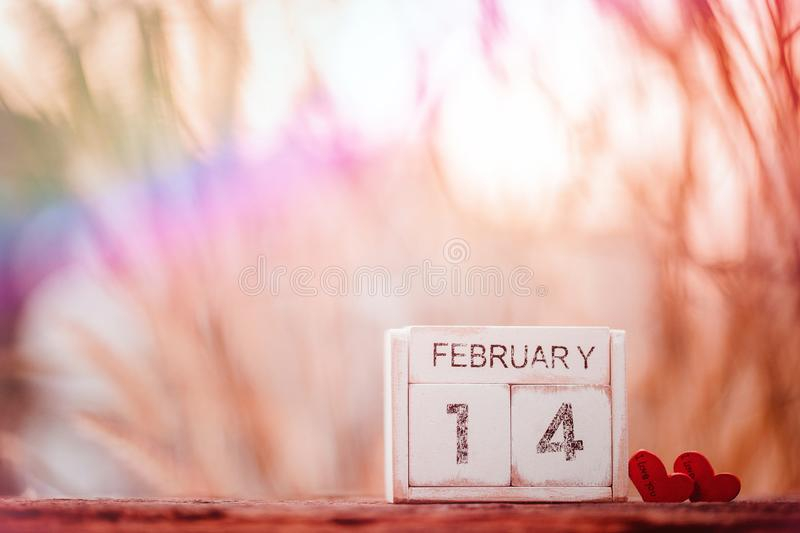 Wooden Calendar Show Of February 14 Valentine s Day Or St Valentine s 